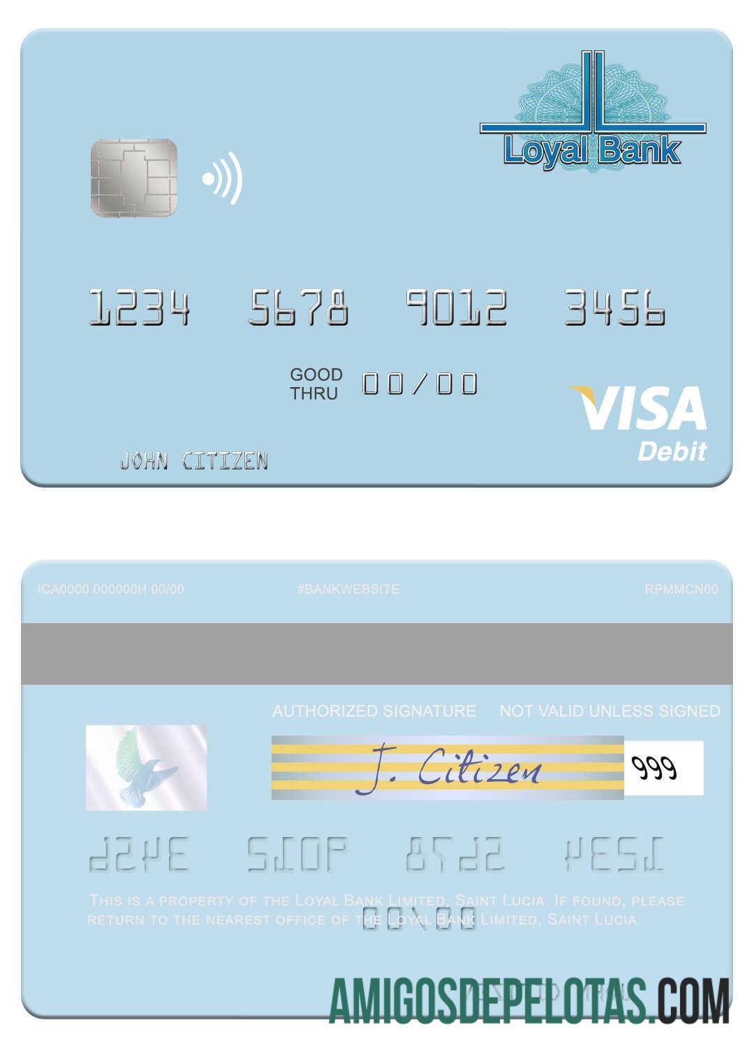 Cartão de débito Visa Loyal Bank Limited de Santa Lúcia baixar para verificação